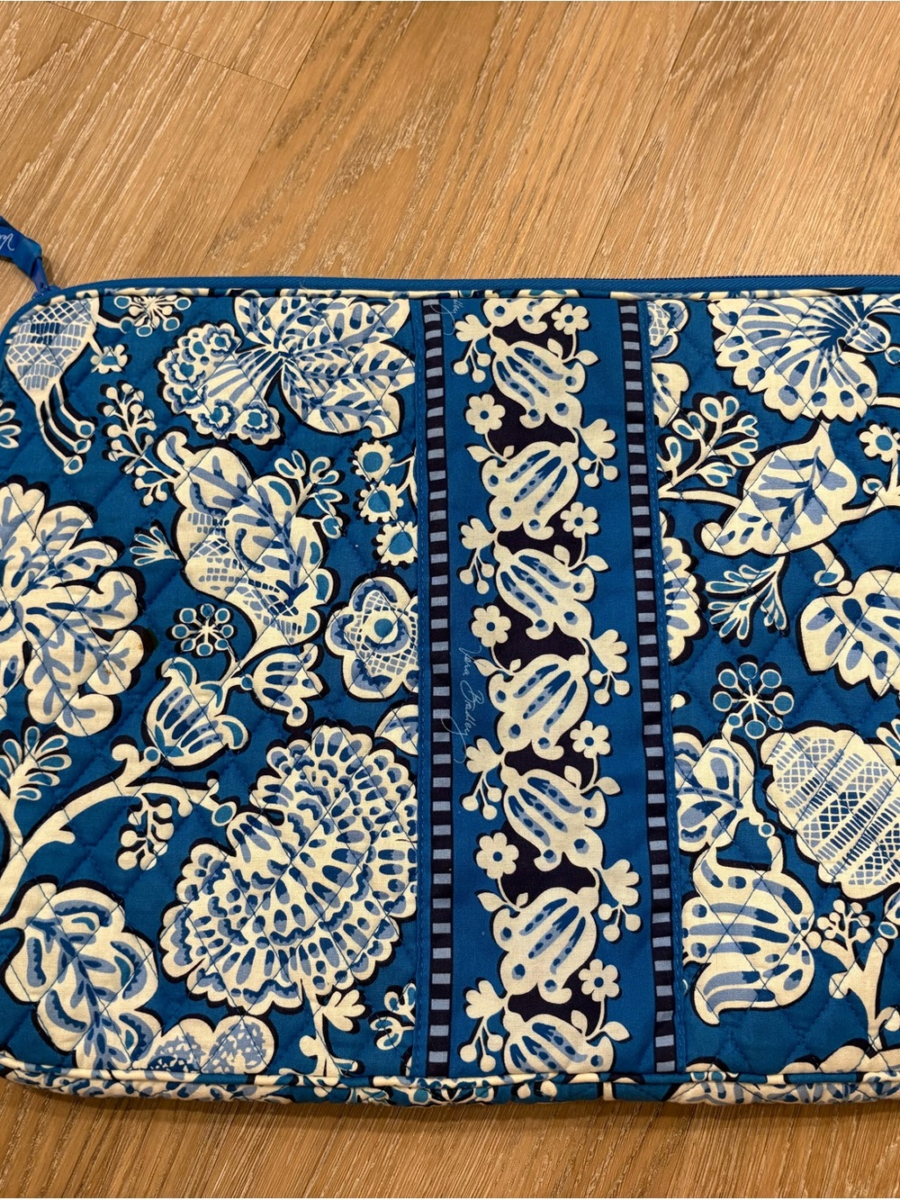 Vera Bradley Blue and Cream Quilted Floral Organizer Pouch